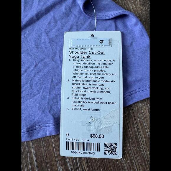 Lululemon Shoulder Cut-Out Tank Dark Lavender Size 0 NWT - Picture 3 of 4